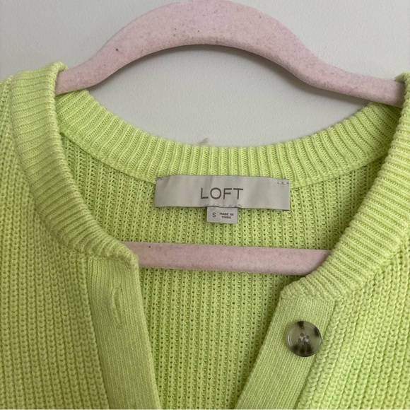 LOFT Lime Sweater with Button Detail - Picture 3 of 7